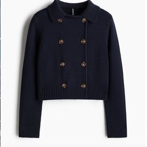 H&M FINE-KNIT DOUBLE-BREASTED CARDIGAN